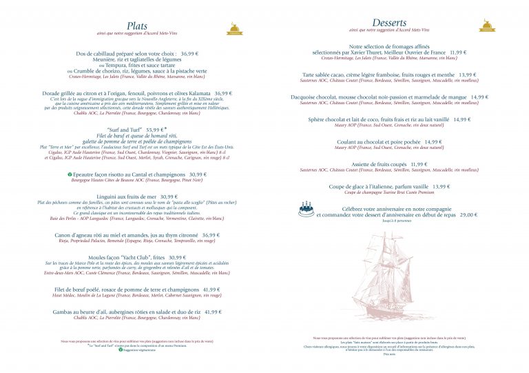 beaumaris yacht club restaurant menu