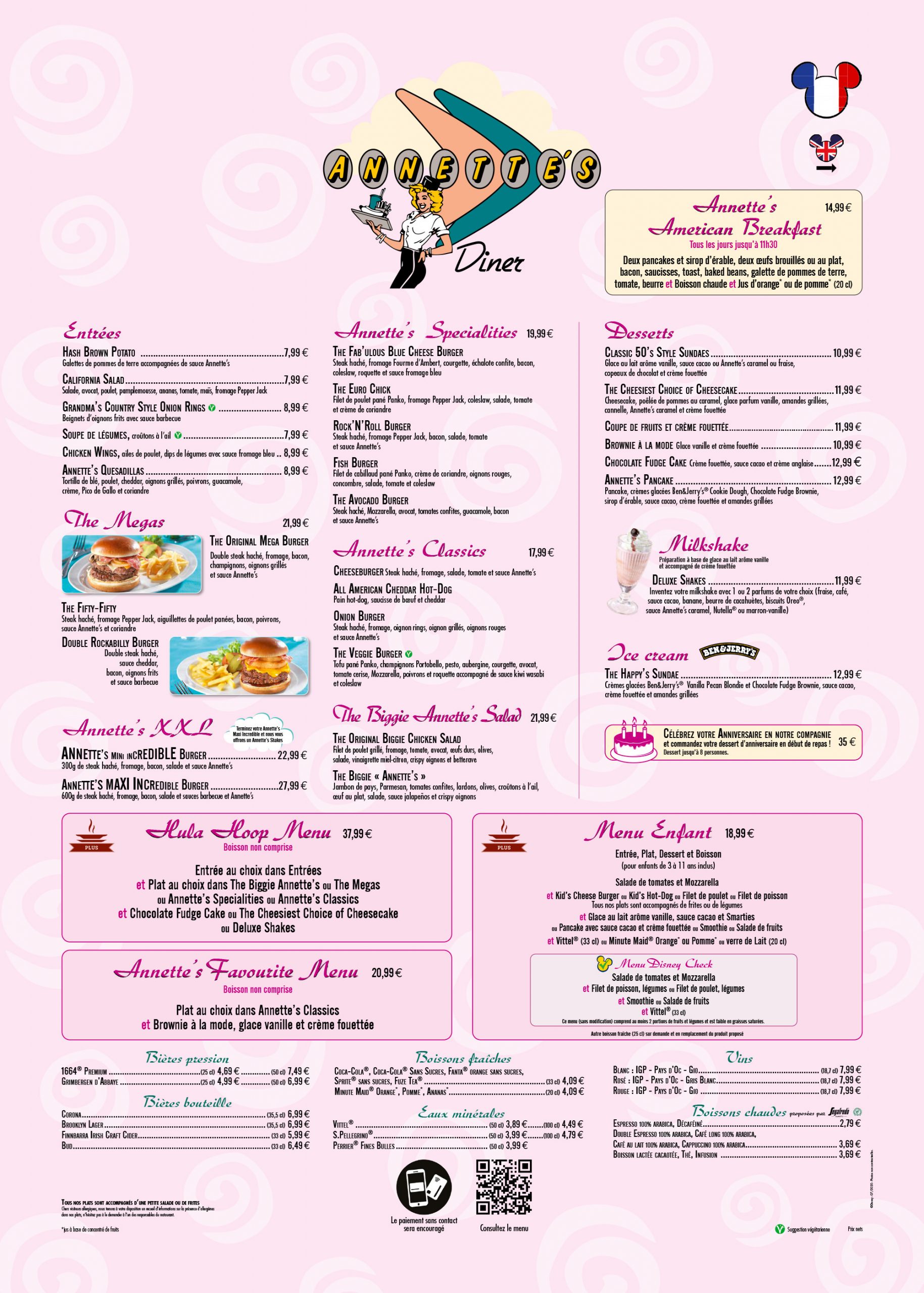 Parcs Disney et Disney Village Menus & Cartes des restaurants de